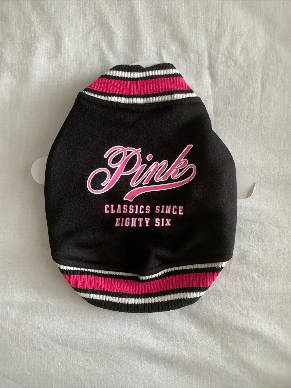 Victoria's Secret PINK Pup Pet Varsity Jacket Black Pink XS NWT Dog